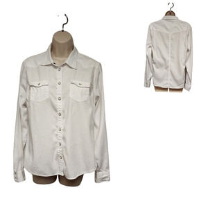 American Eagle Outfitters Long Sleeve Casual Shirt White Size Large